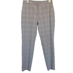 Zara Women's Cream and Blue Check Print Slim Leg Smart Dress Pants Size 6